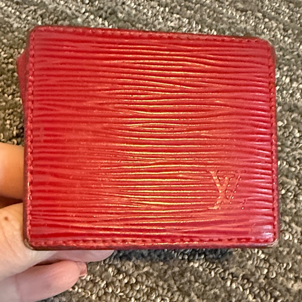 Louis Vuitton Square Red Epi Leather Coin Wallet